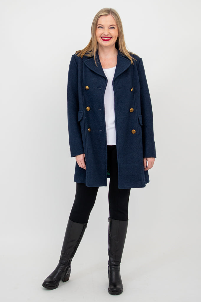 Vicky Coat, Navy, Boiled Wool – LTD CAD Retail Blue Sky Clothing Co