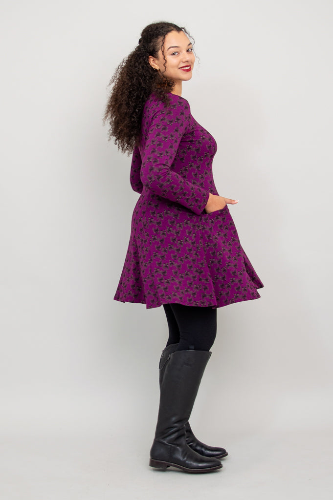 Wilma Long Sleeve Tunic, Orchid Mums, Bamboo