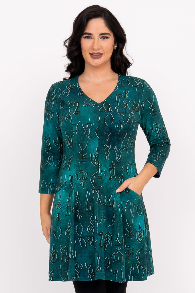 Wilma Tunic, Teal Rune, Bamboo