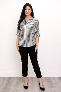 Wendy Blouse, BW Stripe