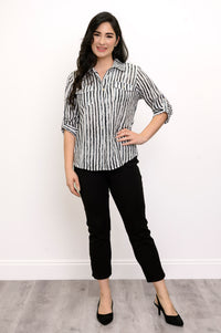 Wendy Blouse, BW Stripe