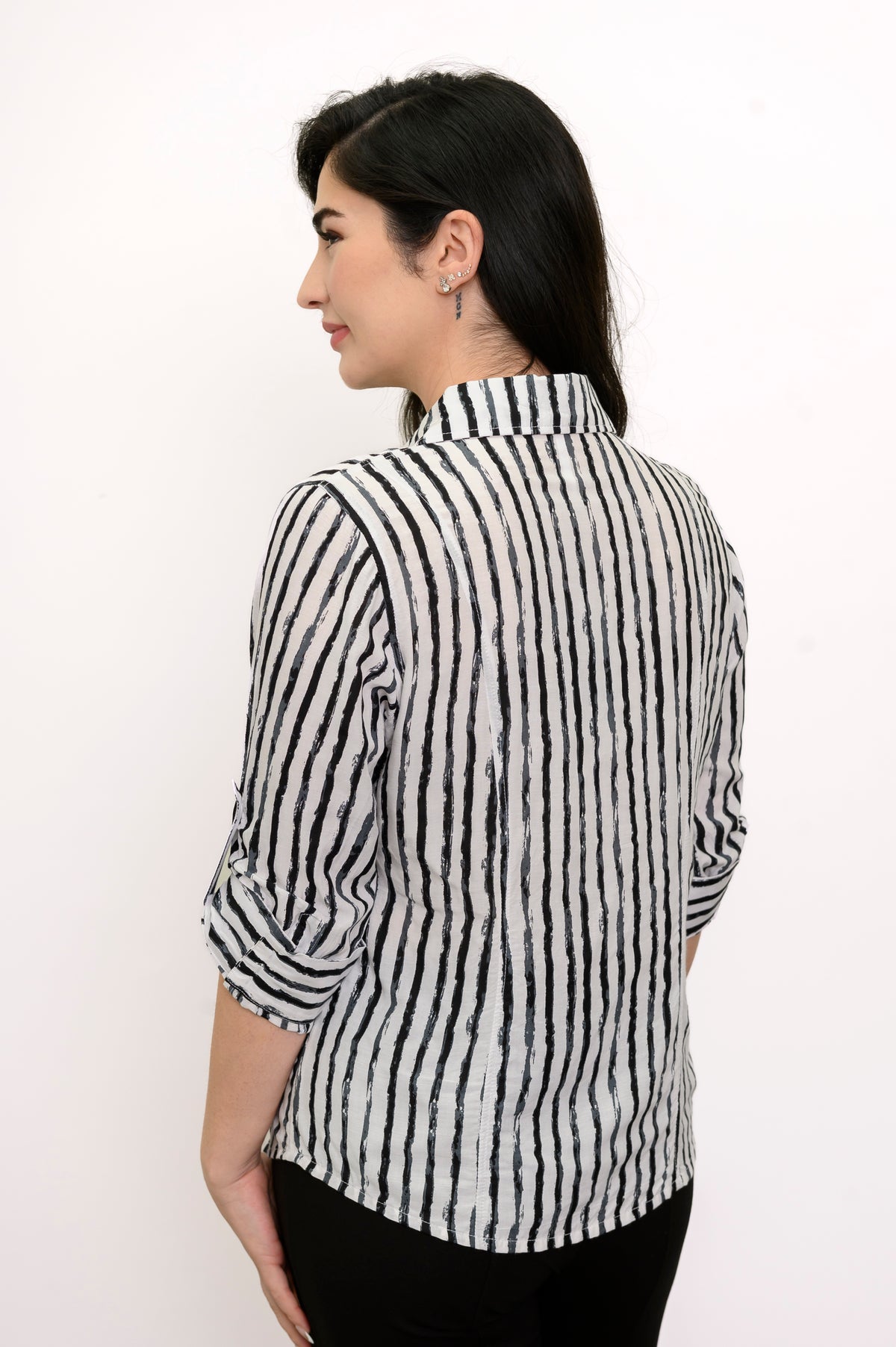 Wendy Blouse, BW Stripe