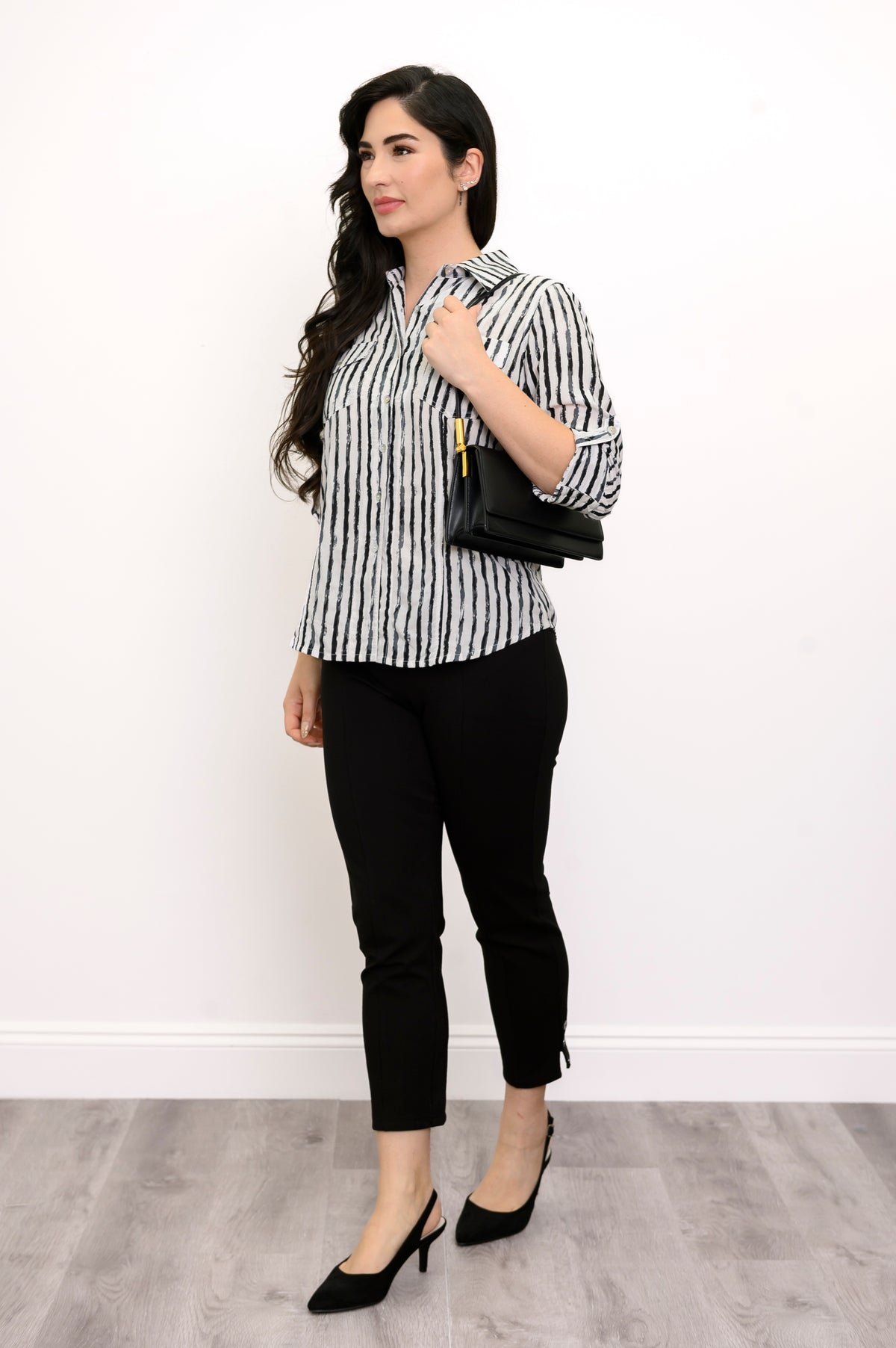 Wendy Blouse, BW Stripe
