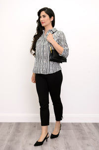 Wendy Blouse, BW Stripe