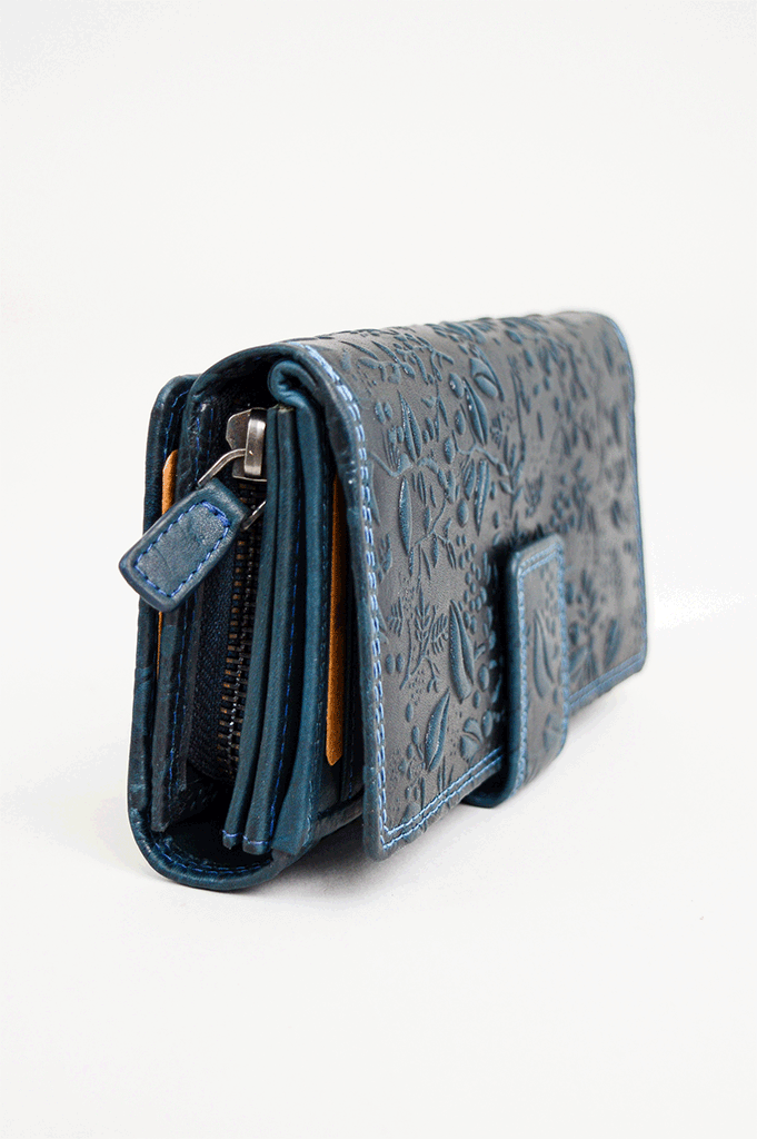 Adrian Klis 100 Flower Wallet, Blue, Leather
