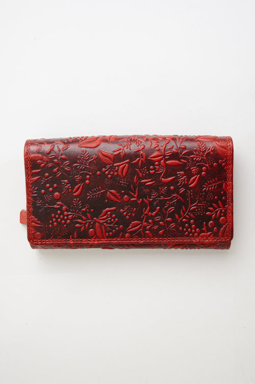 Adrian Klis 100 Flower Wallet, Red, Leather