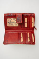 Adrian Klis 100 Flower Wallet, Red, Leather