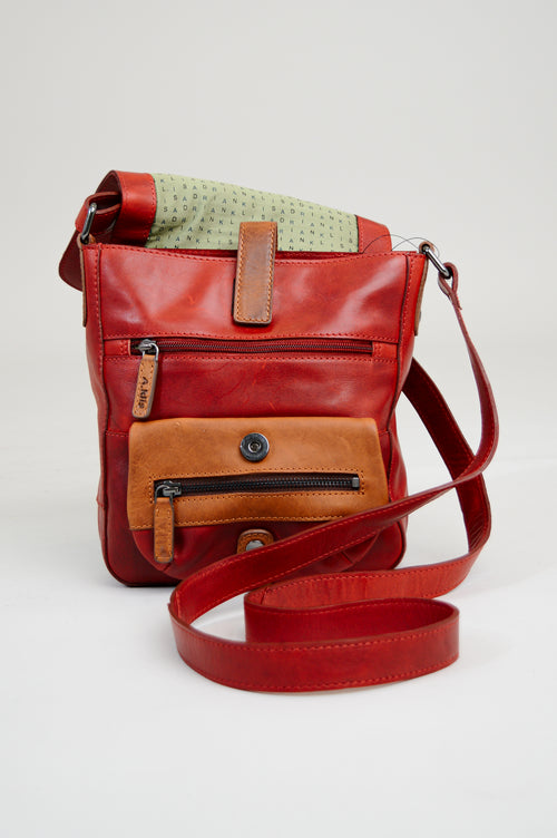 Adrian Klis 1021 Purse, Red/Tan Leather