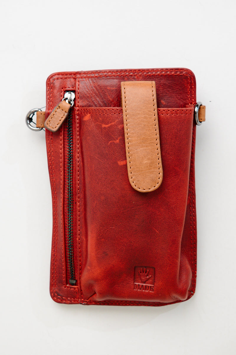 Adrian Klis 1696 Small Phone Purse, Red, Leather