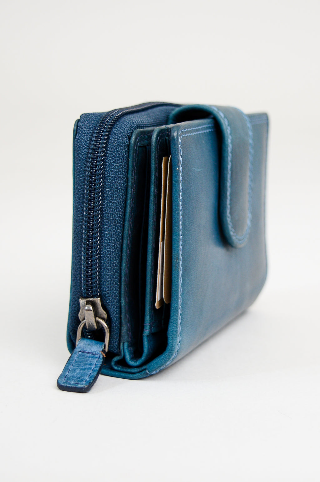 Blue leather wallet womens store