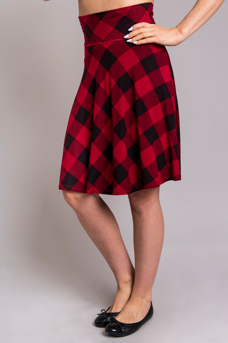 Alana Skirt, Red Plaid, Bamboo - Blue Sky Clothing Co