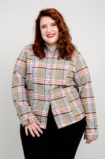 Alexis Top, Taupe Plaid, Cotton Flannel