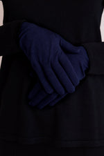Indigo blue natural bamboo fiber women's gloves.