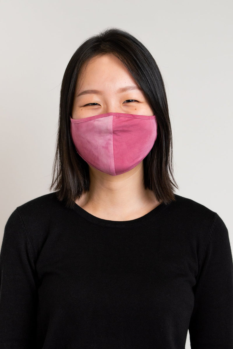 Unisex tie dye pink comfortable face mask made with natural bamboo fibers.