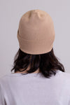 Women's cream beige toque bamboo cotton beanie hat.