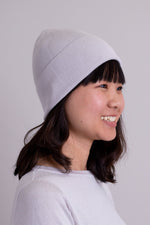 Women's ice grey toque bamboo cotton beanie hat.