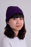Women's purple toque bamboo cotton beanie hat.