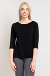 Women's short bodice black 3/4 sleeve sweatshirt.