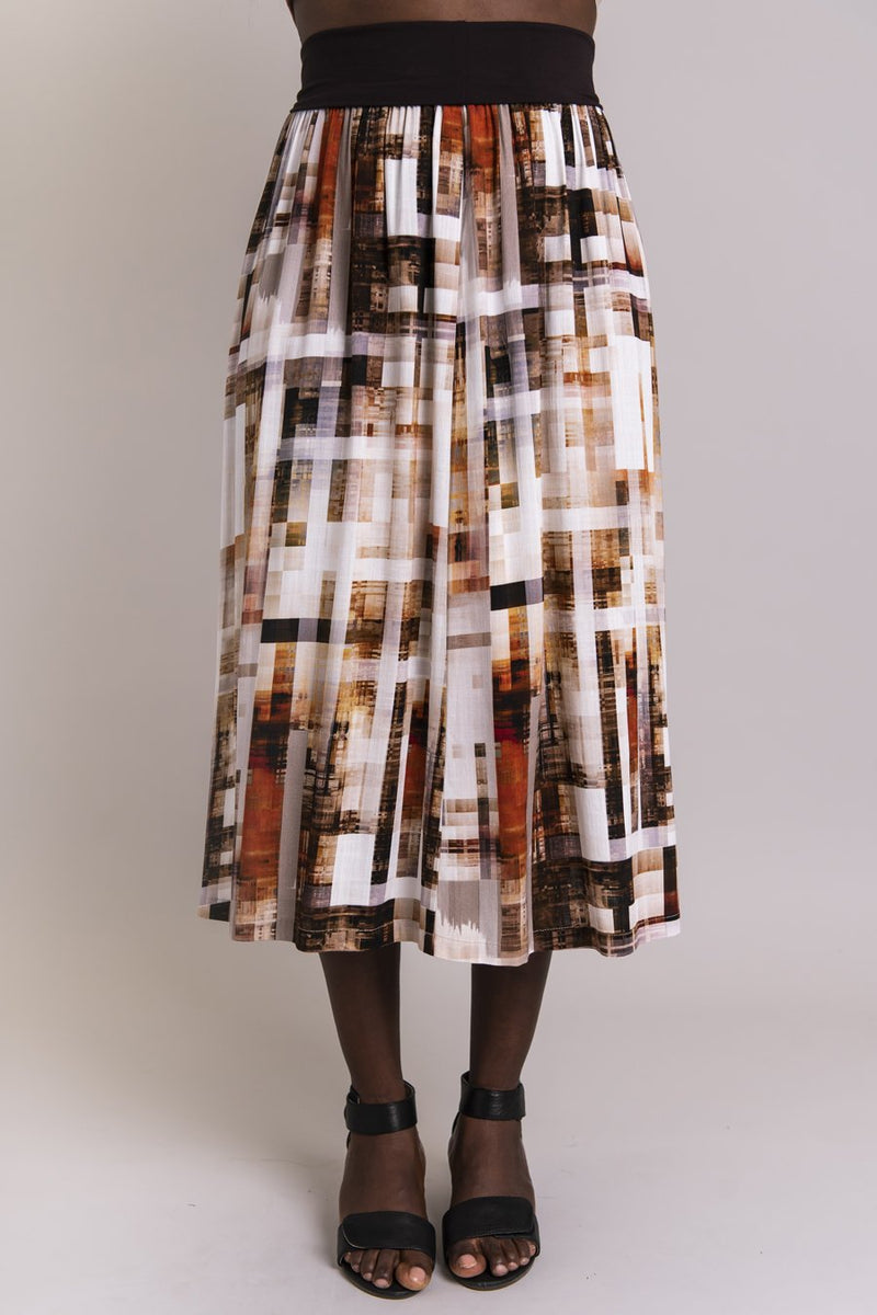 Blythe Skirt, Earth Pixels, Linen Bamboo - Final Sale