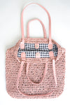Bonati Handbag, Pink, Rattan