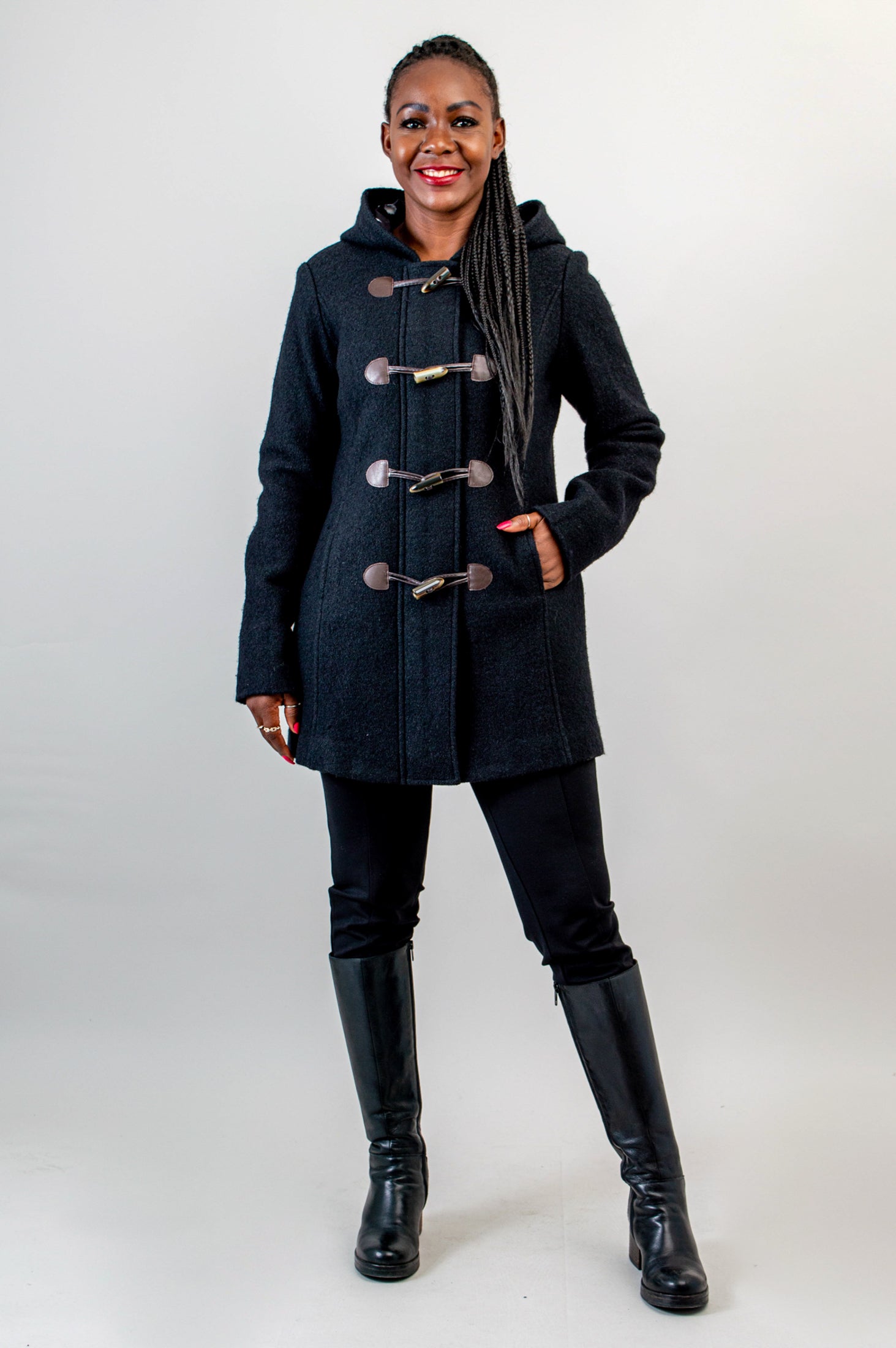White boiled wool coat on sale