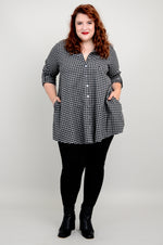Celine Tunic, Charcoal Gingham, Cotton Flannel