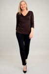 Charisse 3/4 Slv Top, Coffee, Bamboo - Final Sale