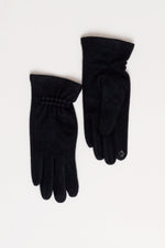 Black natural wool fiber women's gloves.