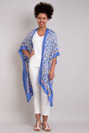 Women's blue leopard print long sleeveless cover-up or evening wrap lightweight shawl.