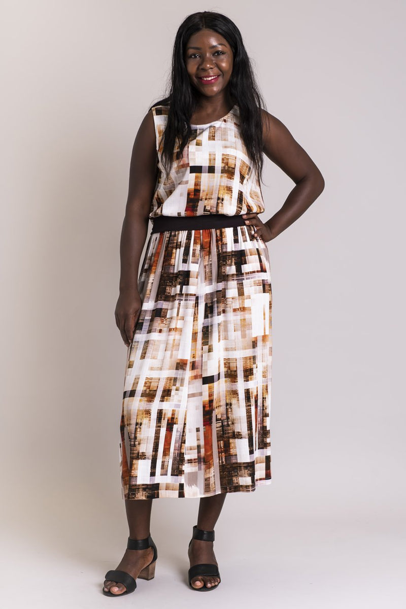 Blythe Skirt, Earth Pixels, Linen Bamboo - Final Sale