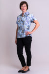 Esther Blouse, Blue Zest, Linen Bamboo - Blue Sky Clothing Co