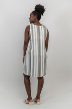 Felicia Dress, Khaki Stripes, Linen Bamboo