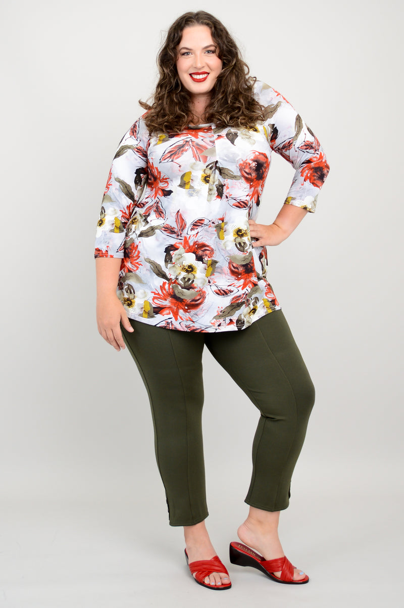 Franca 3/4 Top, Floral Youth, Bamboo