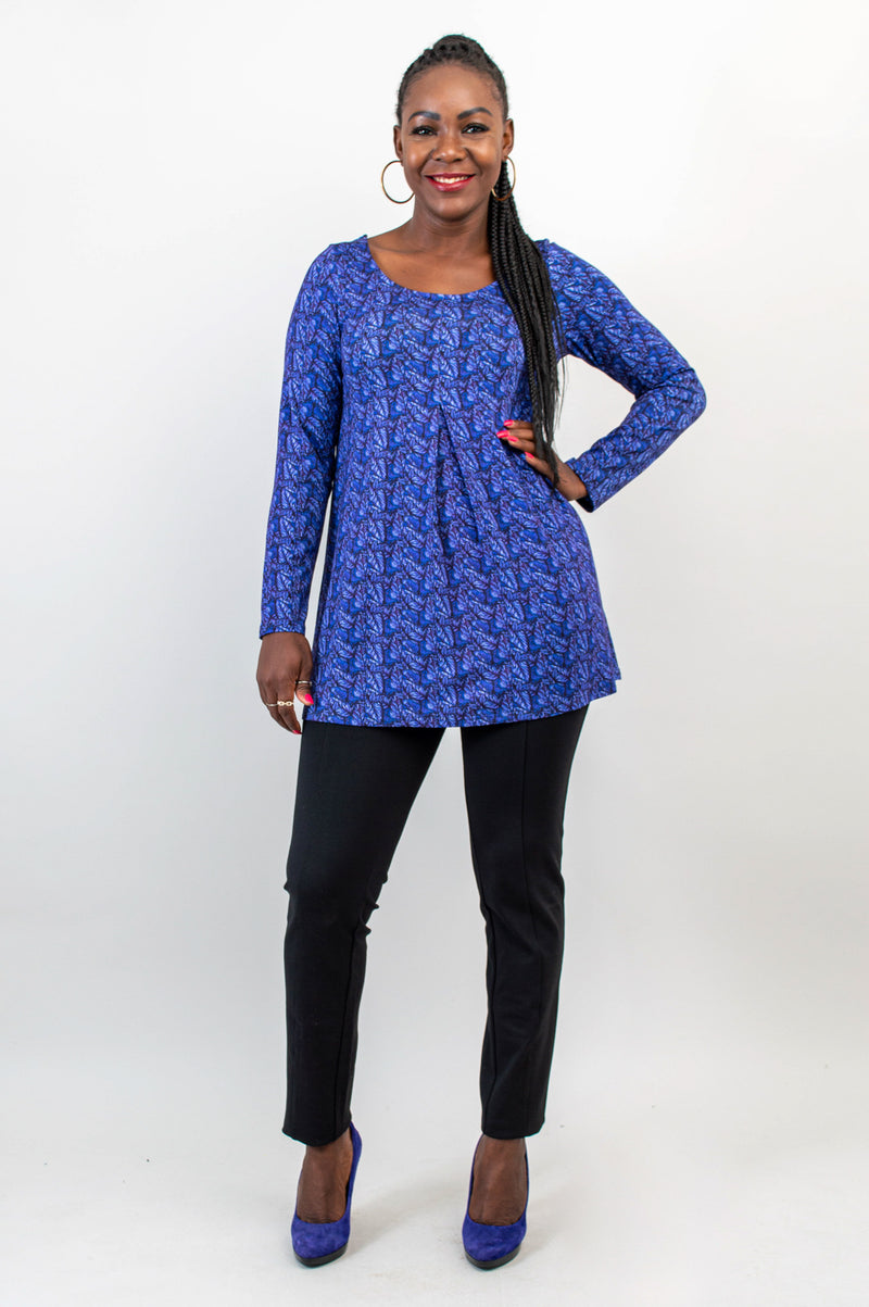 Franca Long Sleeve Top, Midnight Leaves, Bamboo - Final Sale