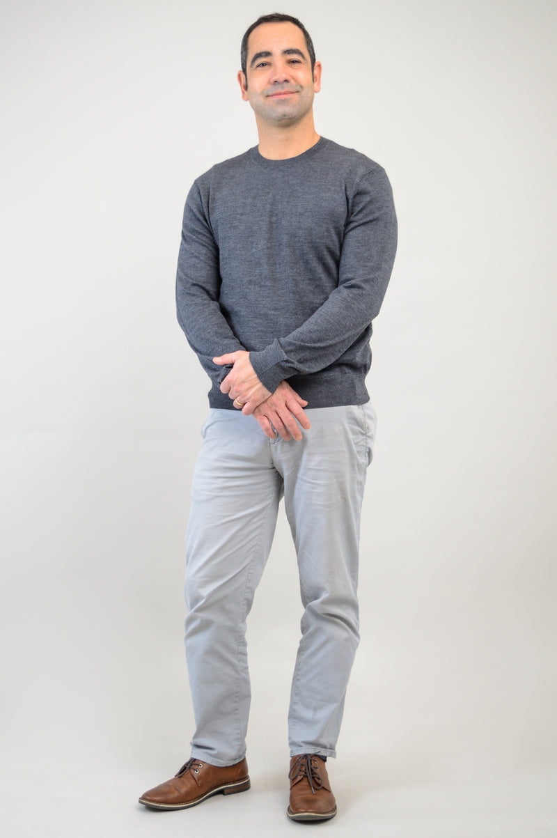 Fraser Sweater, Charcoal, 100% Merino Wool