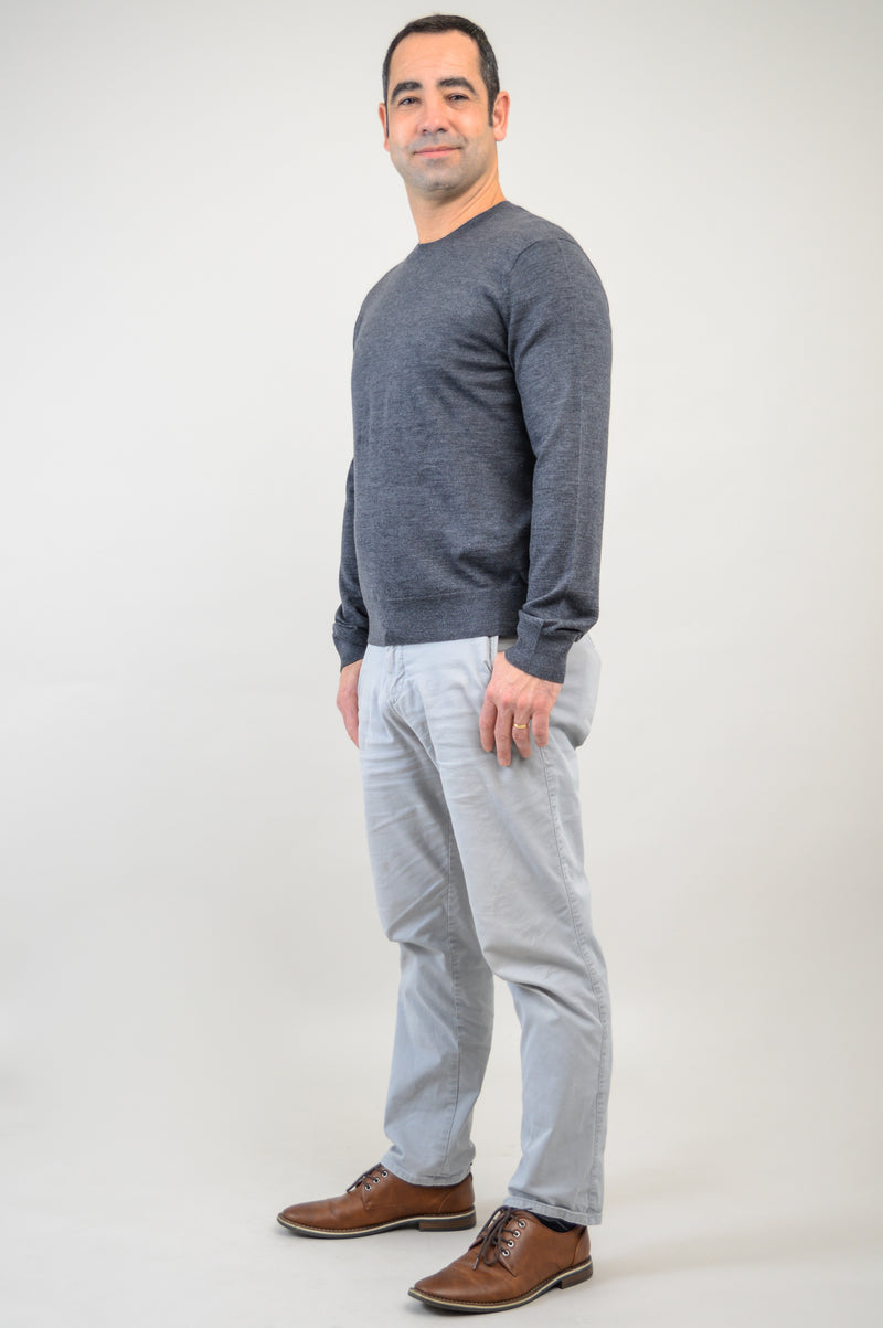 Fraser Sweater, Charcoal, 100% Merino Wool