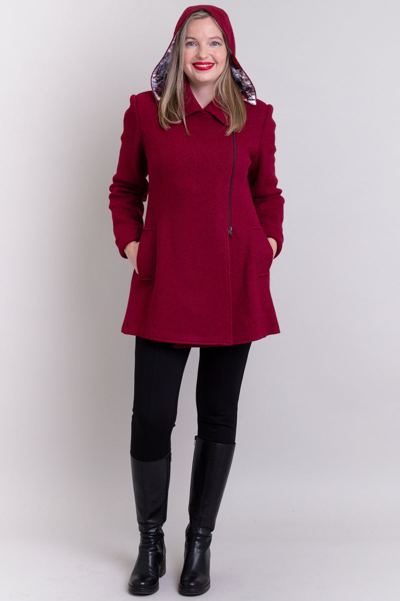 Gemma Coat, Burgundy, Wool
