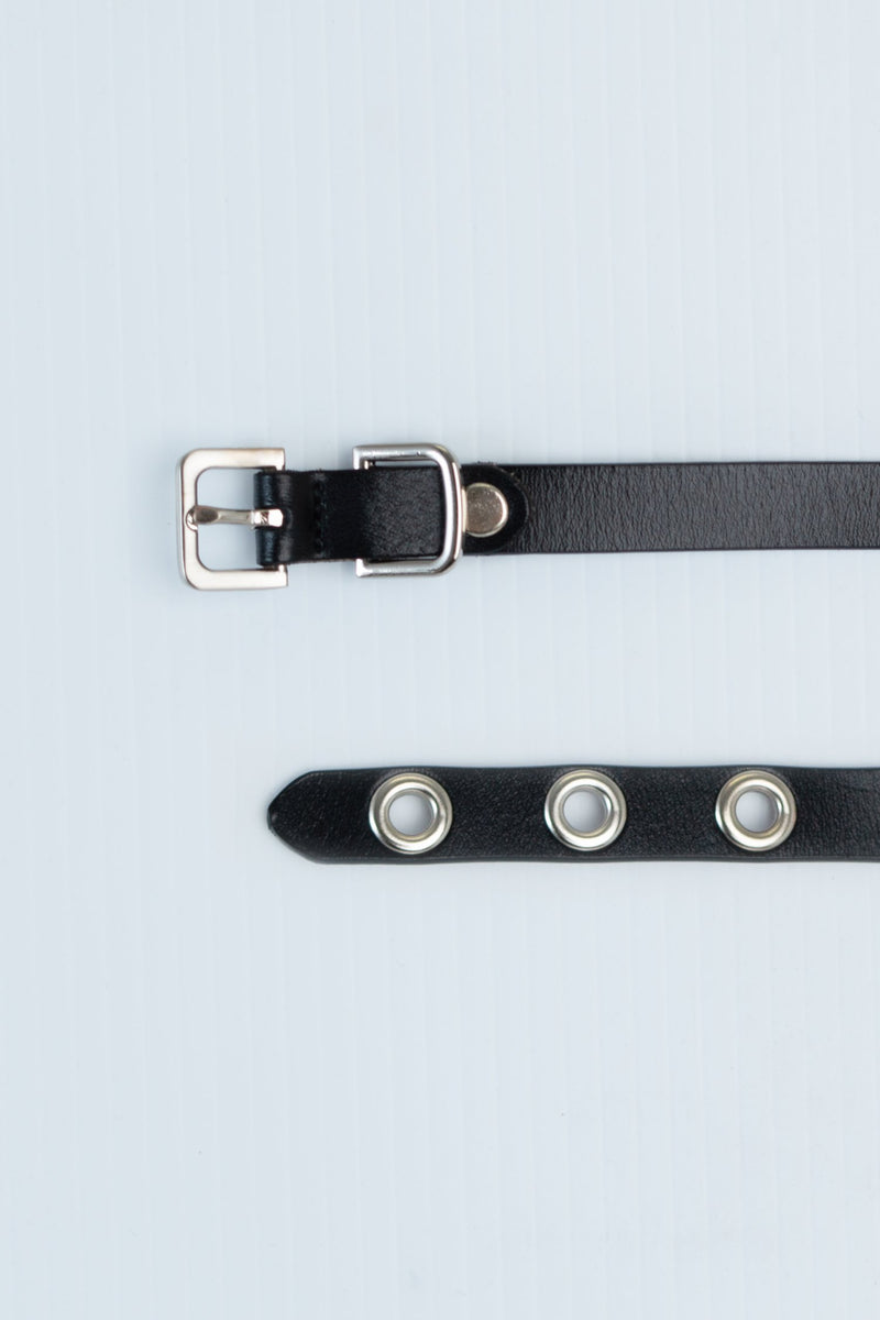 Grommet Leather Belt, Black