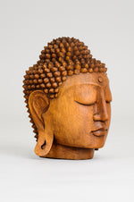 Hand Carved Wooden Buddha Head