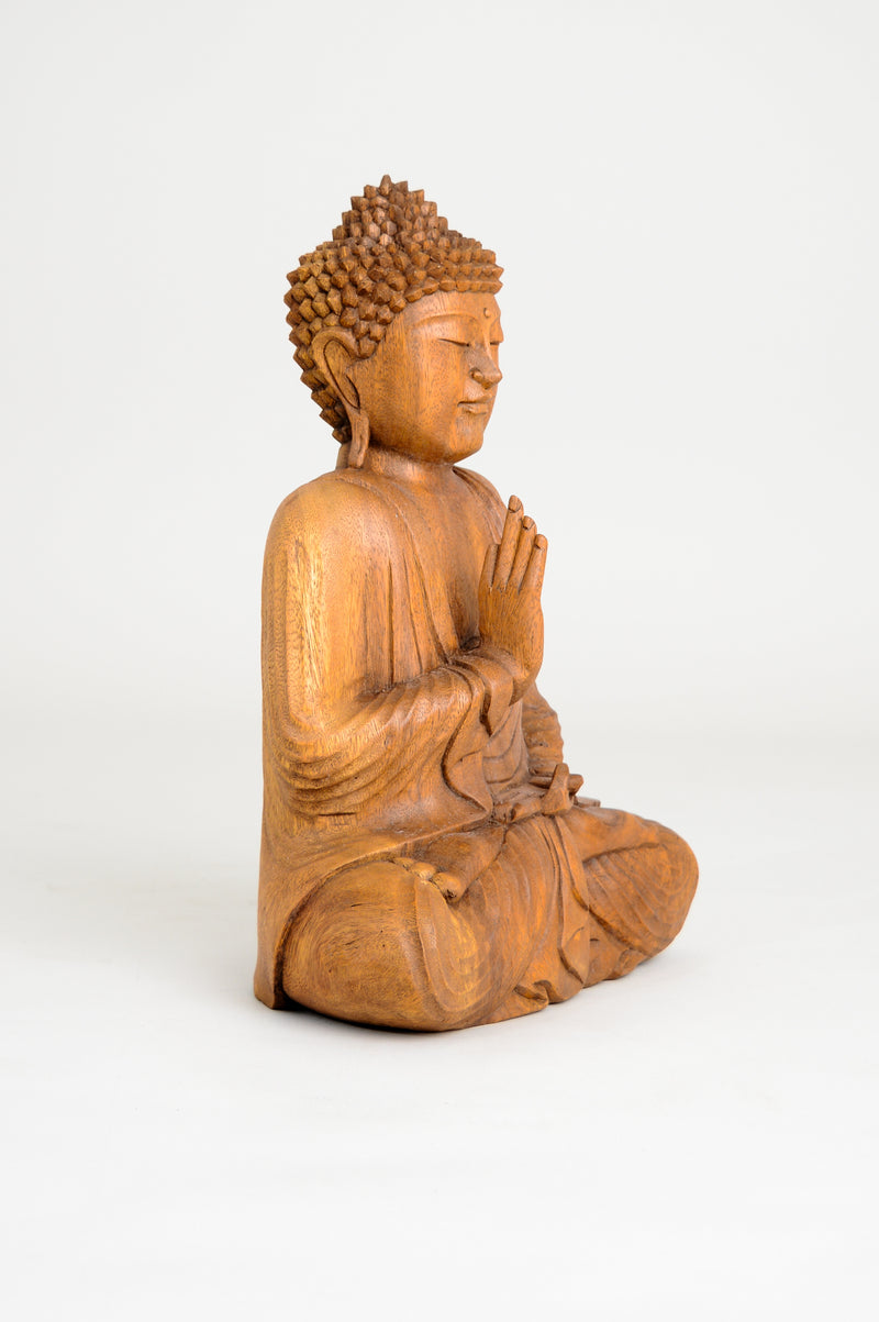 Hand Carved Wooden Meditating Buddha (40cm)