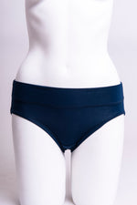 Women's cute and comfy indigo blue hipster underwear made with natural fibers.