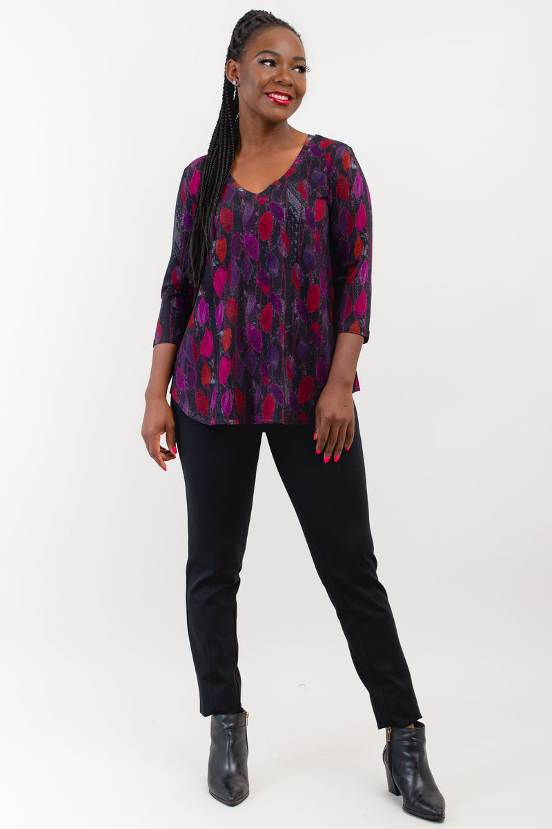 Jackie 3/4 Sleeve, Orchid Leaf, Bamboo - Final Sale
