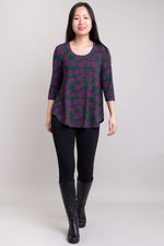 Jazz 3/4 Slv Top, Watercolour Blooms, Bamboo- Final Sale