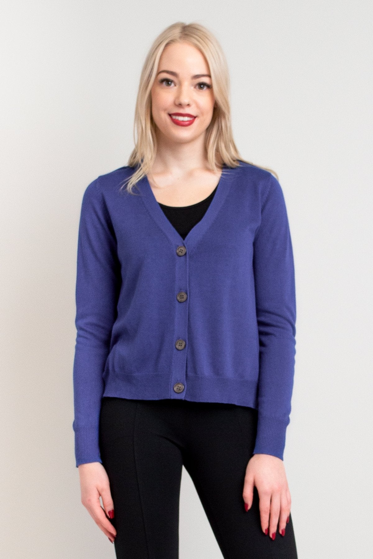 Blue cotton cardigan womens top