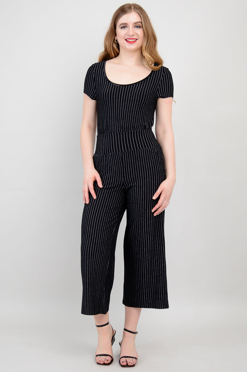 Julie Jumpsuit, BW Pin Stripe, Bamboo