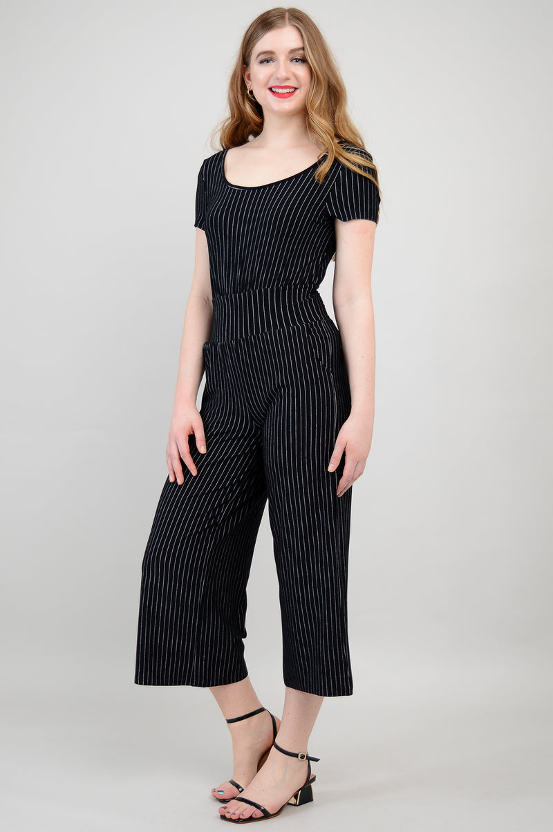 Julie Jumpsuit, BW Pin Stripe, Bamboo