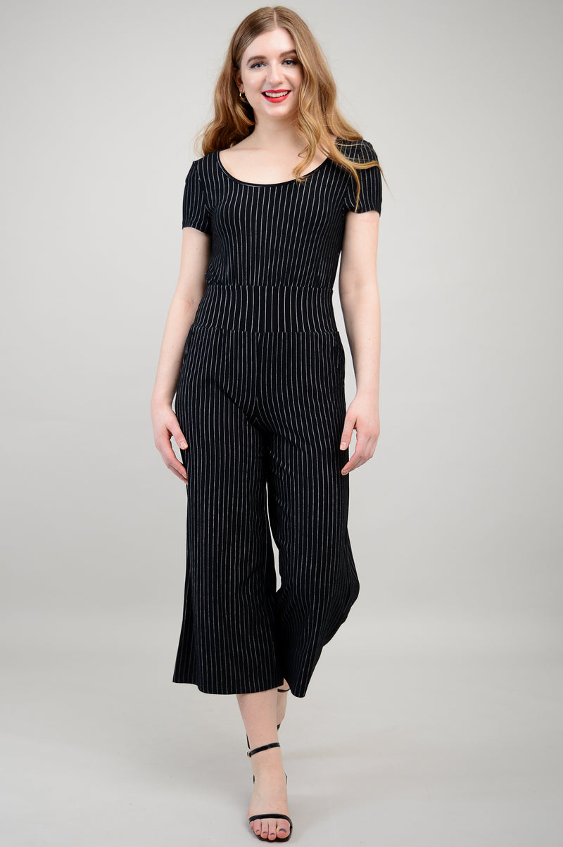 Julie Jumpsuit, BW Pin Stripe, Bamboo