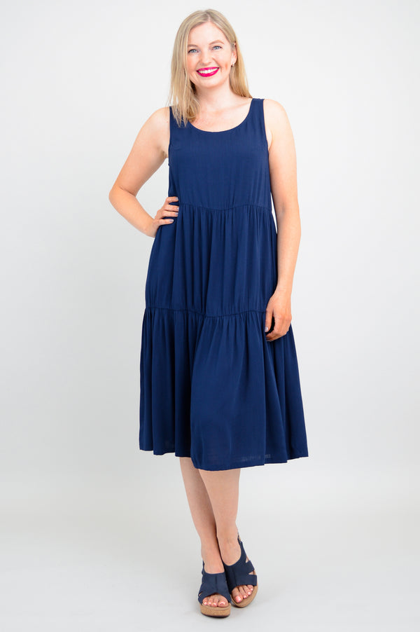 Juni Dress, Indigo, Linen Bamboo