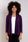 Women's purple lightweight 3/4 sleeve cardigan jacket sweater.