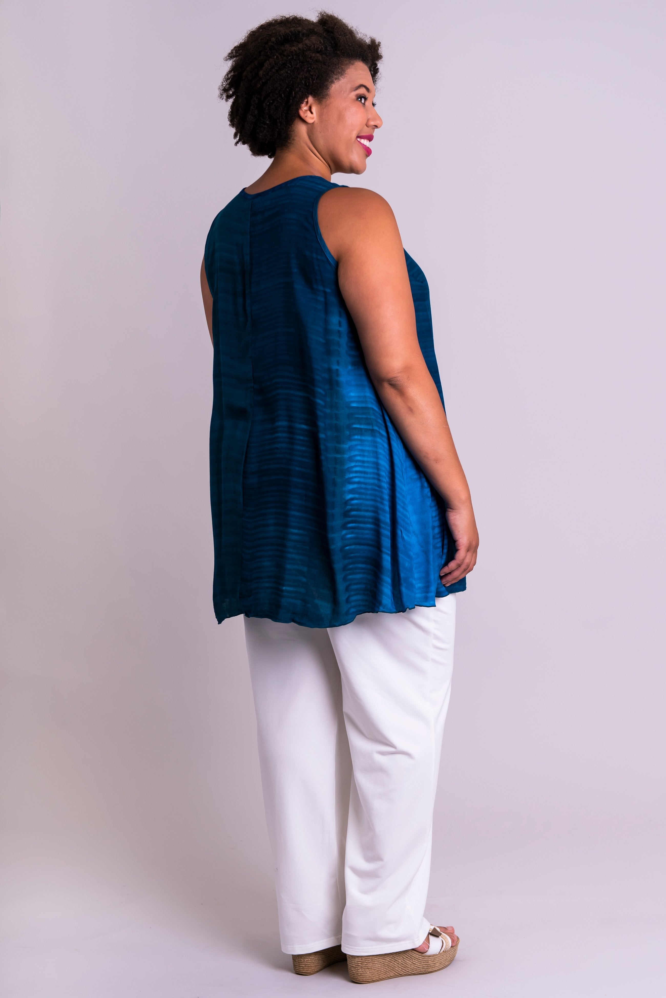 Kona Tank Blue Weave Batik Art Final Sale XSMALL